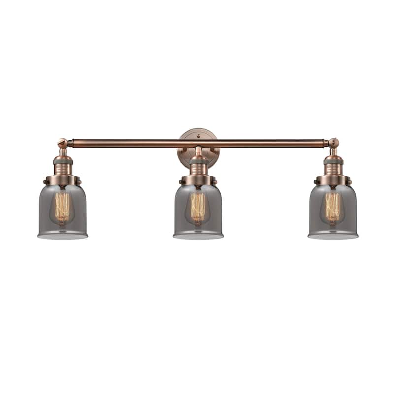 Innovations Lighting Bell - 3 Light 30" Bath Vanity Light - Antique Copper/Light Smoke