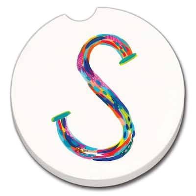 Counterart Absorbent Stoneware Car Coaster, Hello Color S, Set of 2 - 2.5