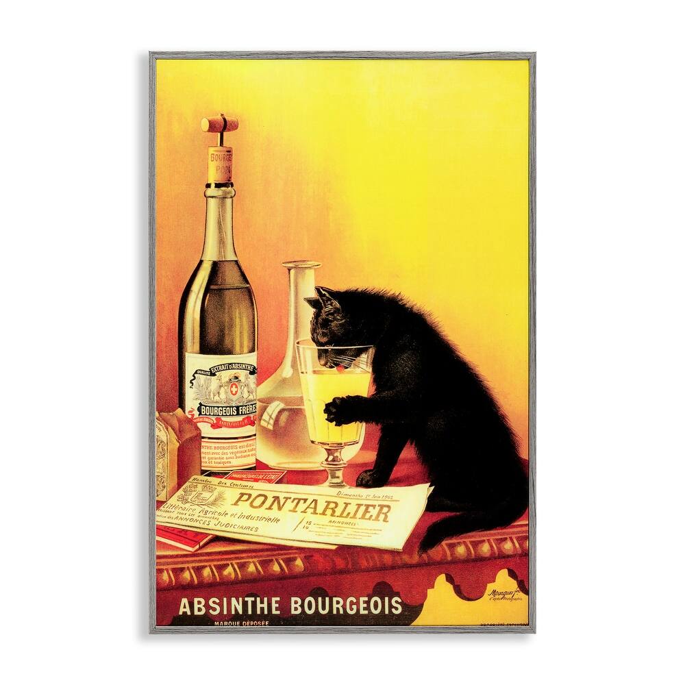 Stupell Vintage Cat & Absinthe Framed Giclee Art Design By Marcus Jules