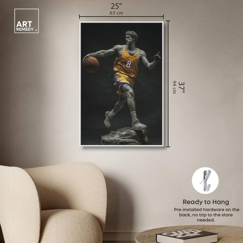 Basketball Yellow Uniform Canvas by Art Remedy