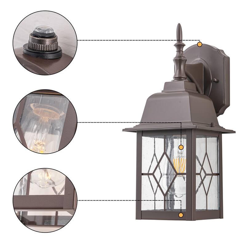 C Cattleya 2-Pack 14in ORB Outdoor Wall Lantern Sconce with Seeded Glass