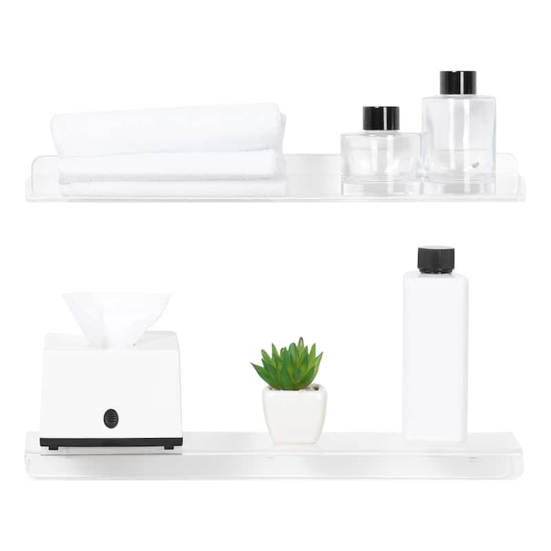 Acrylic Floating Shelves for Wall Mounted, Clear Acrylic Shelves for Bedroom Living Room and Kitchen Wall Display Shelf Clear