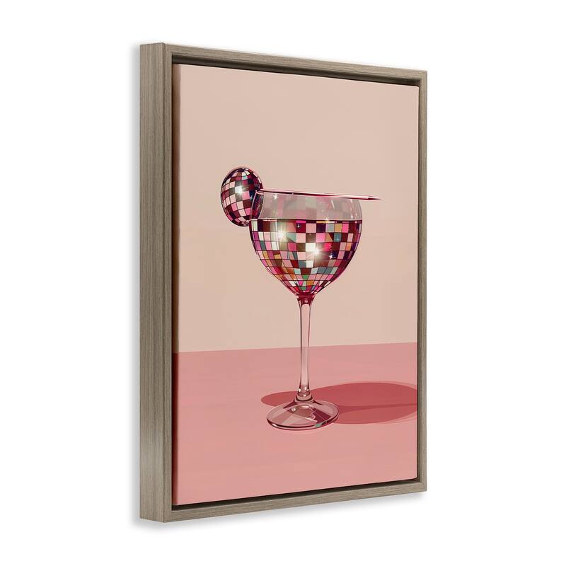 Stupell Rosy Hued Disco Drink Framed Floater Canvas Wall Art Design By Arlington Prints
