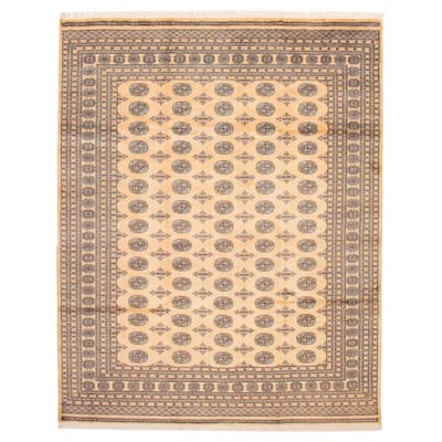 ECARPETGALLERY Hand-knotted Finest Peshawar Bokhara Ivory Wool Rug - 8'1 x 10'2