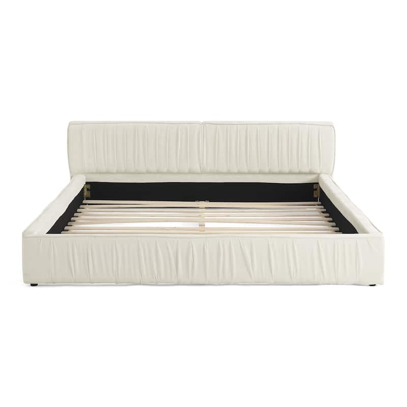 Chenille fabric Queen Size Upholstered Bed Frame