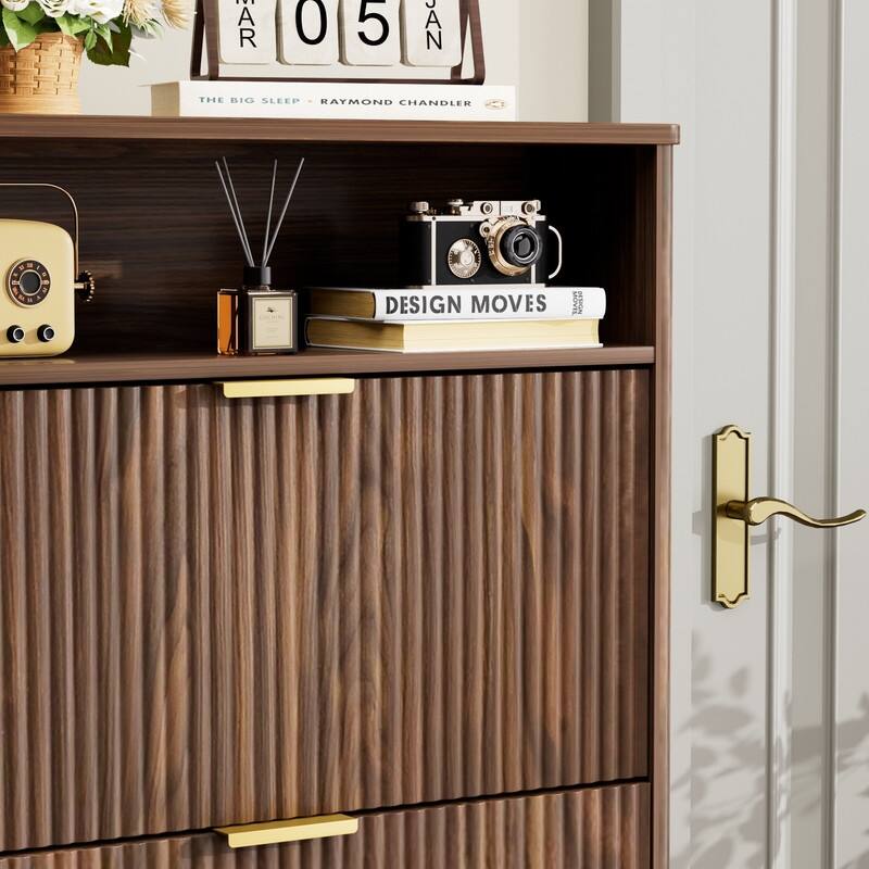 54.4" Tall Free Standing Storage Organizer with Hidden Compartments for Entryway Shoes