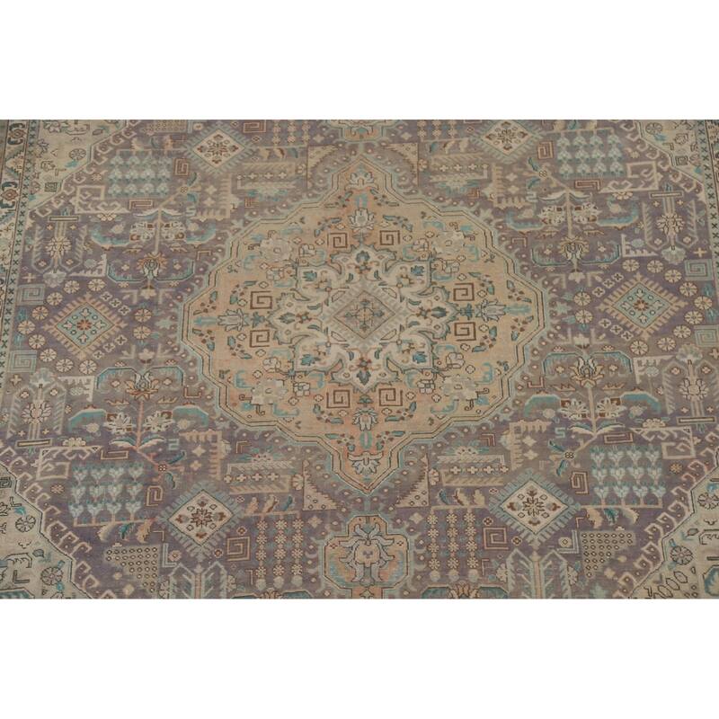 Traditional Blue Tabriz Persian Vintage Area Rug Handmade Wool Carpet