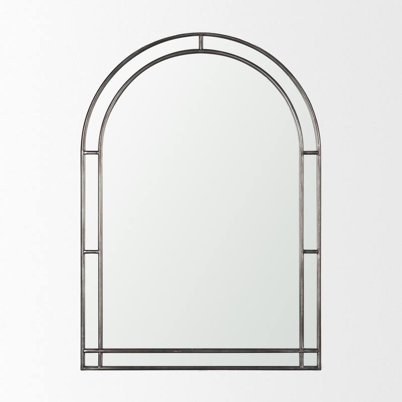 Tiffany is a sophisticated double arched metal framed mirror in a striking brushed black finish. - 34.3L x 1.5W x 48.3H