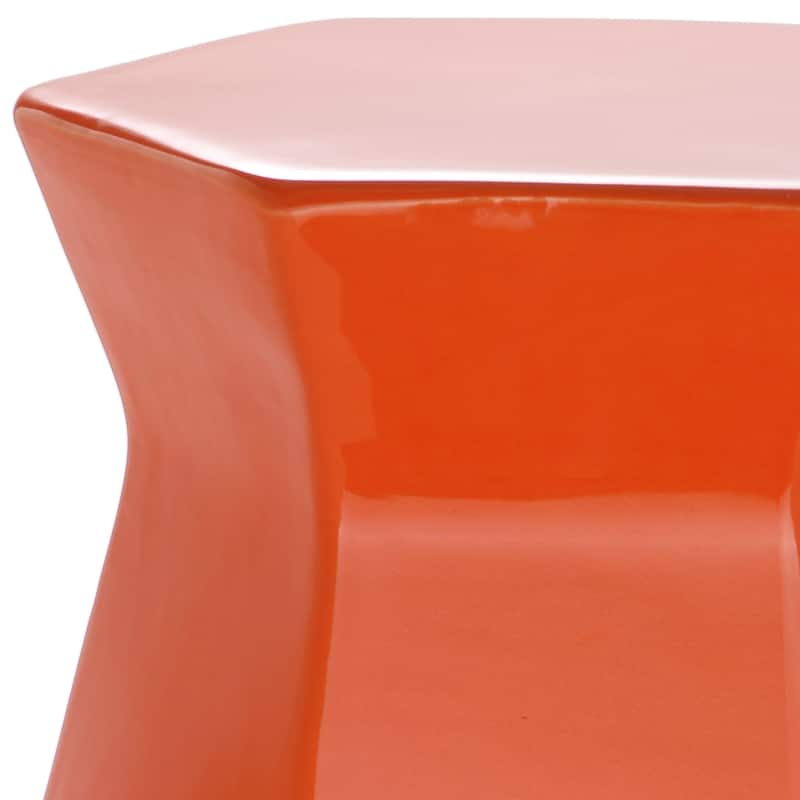 SAFAVIEH Irena Modern White Hexagon Ceramic Decorative Garden Stool