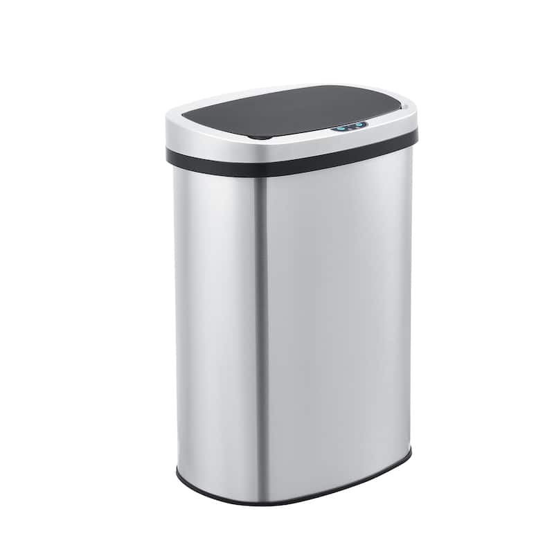 Innovaze 13 Gal./50 Liter Stainless Steel Oval Motion Sensor Trash Can for Kitchen