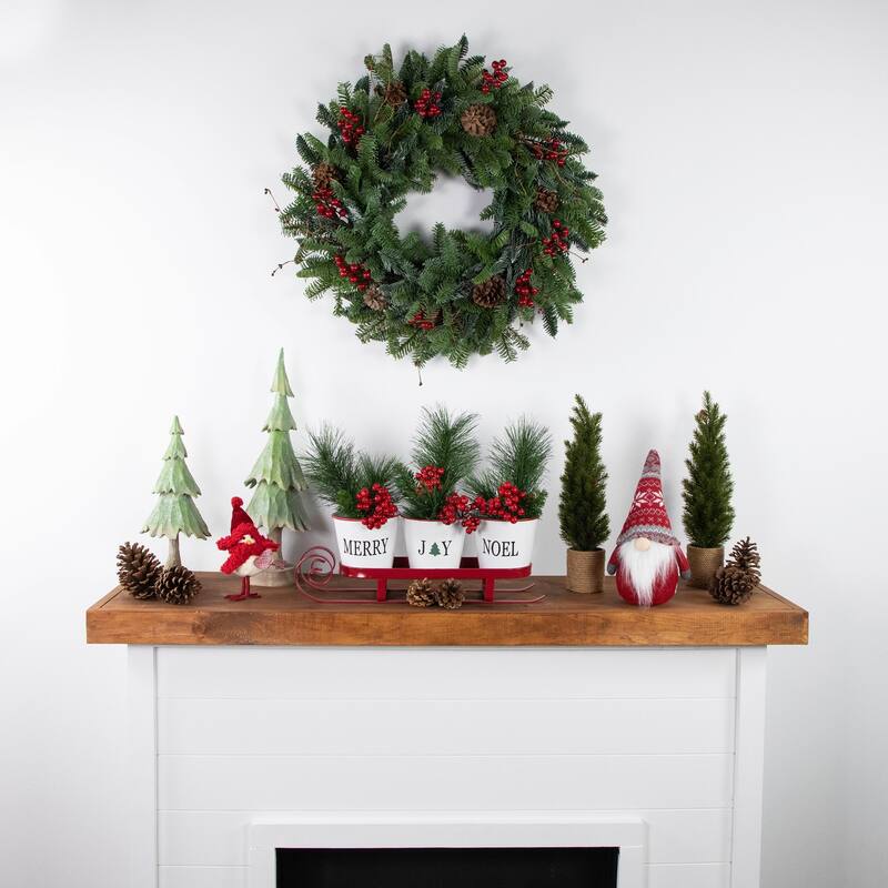 30'' Red Berries and Pine Cones Christmas Wreath, Unlit