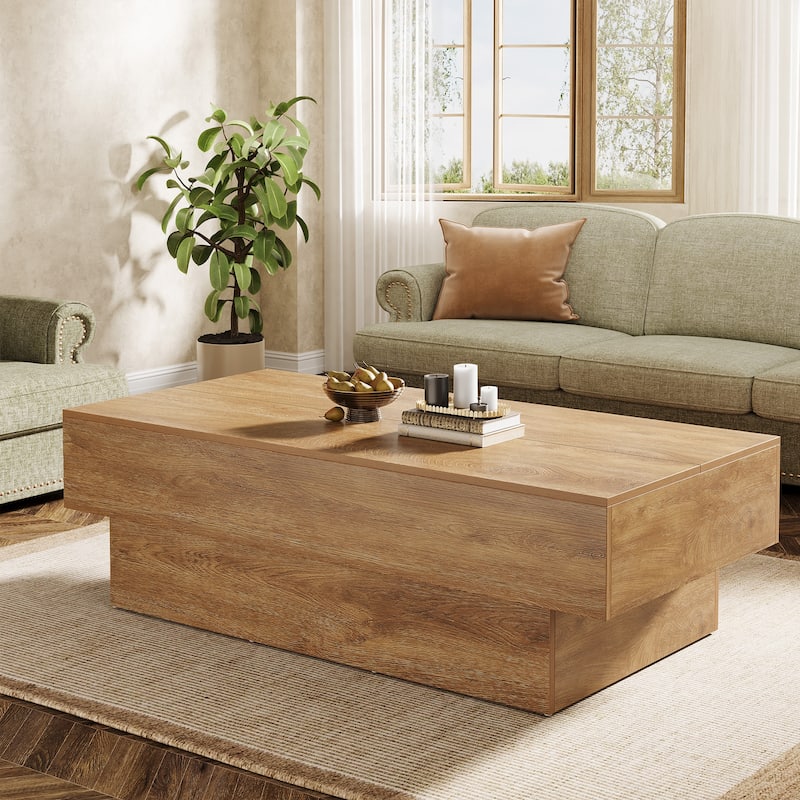 55-Inch Wooden Coffee Tea Center Table for Living Room