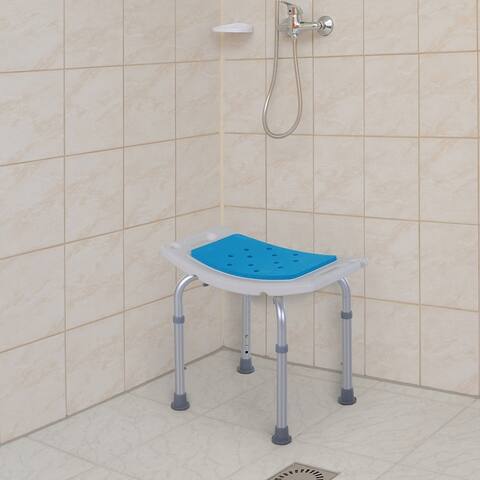 Homcom 6-Level Adjustable Curved Bath Stool Spa Shower Chair Non-Slip Design for the Elderly, Injured, & Pregnant Women