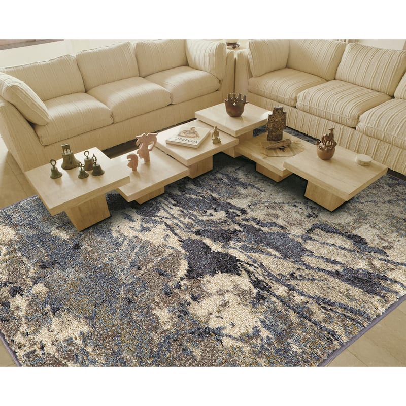 Olympia Collection Blue/Gray Abstract Transitional Design Area Rug