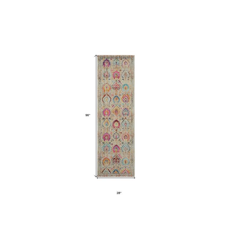 HomeRootsFloral Transitional Runner Area Rug - 96' X '28' X '0.5