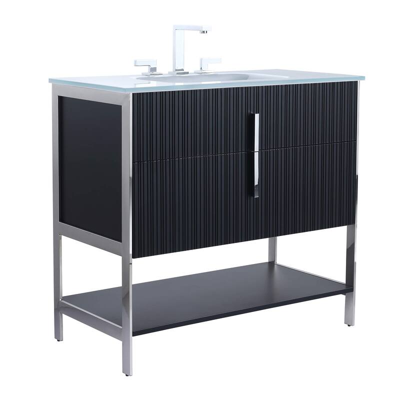 Fine Fixtures Serenity Modern bathroom vanity - Black Matte - Chrome Hardware