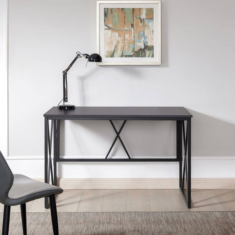 Desk - Gray Herringbone & Black Finish - 48" L x 24" W - Modern Office & Home Desk
