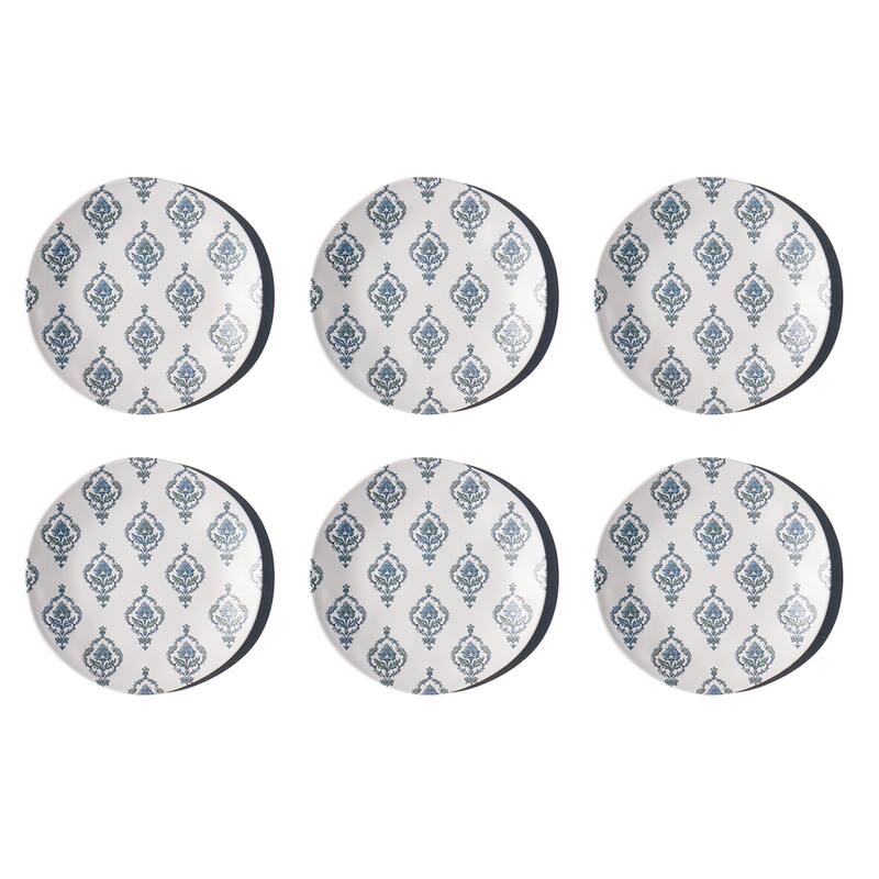 Abode Homewares Kashmir NewWave Melamine Dinner Plate - 10.5" - Set of 6 - Blue