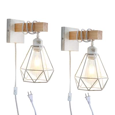 Plug in Wall Sconces Industrial White Wall Light Indoor Wall Lamp