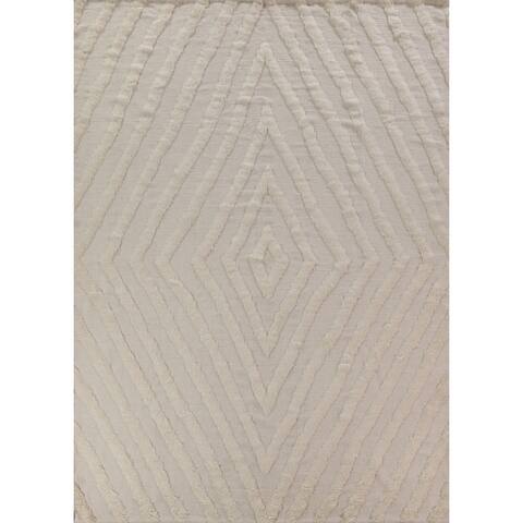 Contemporary Durrie Kilim Wool Area Rug Hand-Woven Dining Room Carpet - 8'1" x 11'4"