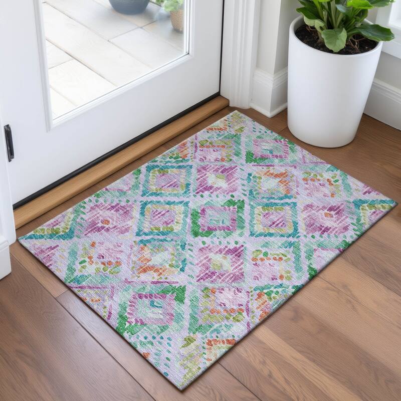 Premium Washable Super Soft Boho Moroccan Mayfield Rug - Lavender - 1'8" x 2'6"
