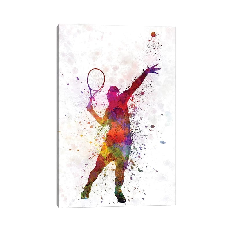 iCanvas "Tennis Player At Service Serving Silhouette I" by Paul Rommer Canvas Print