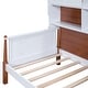 preview thumbnail 12 of 13, Twin Platform Bed with Storage Shelves, White+Walnut, Solid Wood