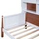 preview thumbnail 12 of 13, Twin Size Platform Bed with Multiple Storage Shelves and Walnut Accents, Solid Wood Frame, White+Walnut Finish