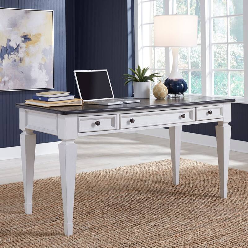 Allyson Park Wirebrushed White Charcoal Writing Desk - Antique White