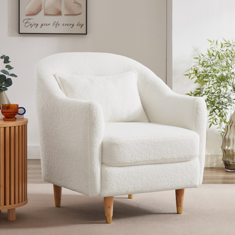 VANOMi 28.34''W Set Of 2 Accent Armchair, Velvet Barrel Chair with Solid Wood Legs