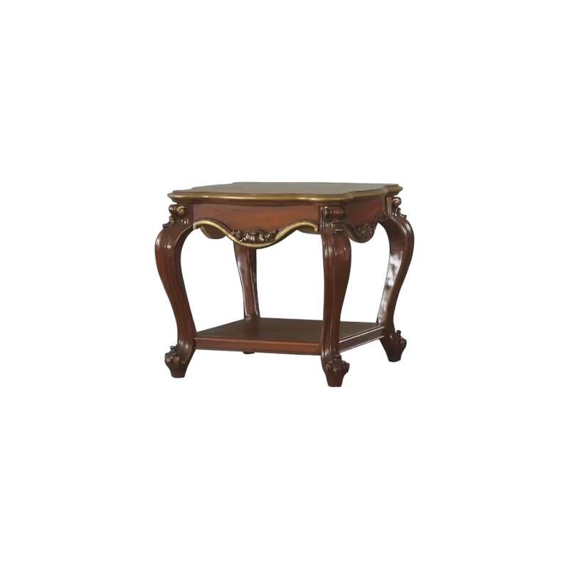 HomeRoots 24" Oak Solid Wood Square End Table With Shelf - 24