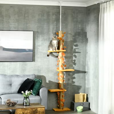 Pawhut Floor to Ceiling Cat Tree with Adjustable Height 80"- 95"