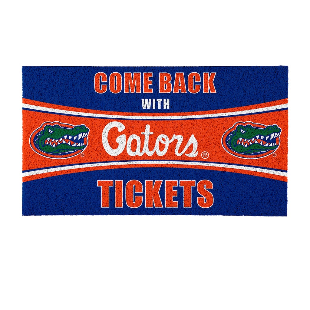 University of Florida 28 in. x 16 in. PVC "Come Back With Tickets" Trapper Door Mat