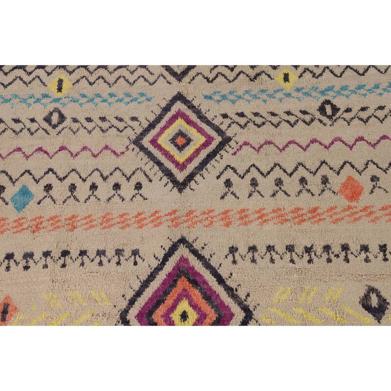 Tribal Moroccan Oriental Area Rug Handmade Wool Carpet - 9'0" x 12'4"