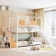 preview thumbnail 2 of 11, White House-shaped Metal Bunk Bed wHouse Roof Frame, Twin Over Twin Bed, Storage Stair, Slide for Teens Children Playhouse Bed