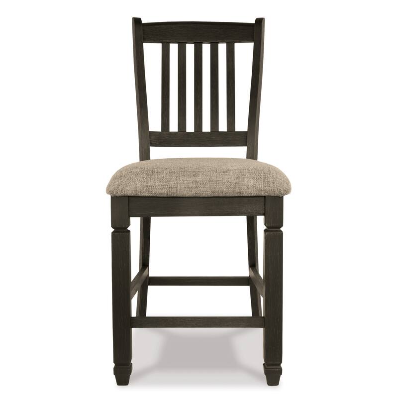 Trekk Counter Height Chair Set of 2, Slatted Back, Black Polyester