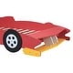 preview thumbnail 13 of 11, Red Full Size Wood Race Car-Shaped Platform Bed with Wheels