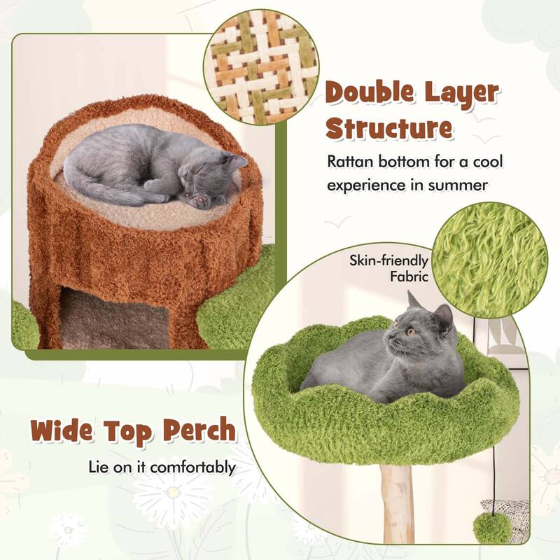 Costway Multi-level Cat Tree with Double Decker Cat House Scratching - See Details