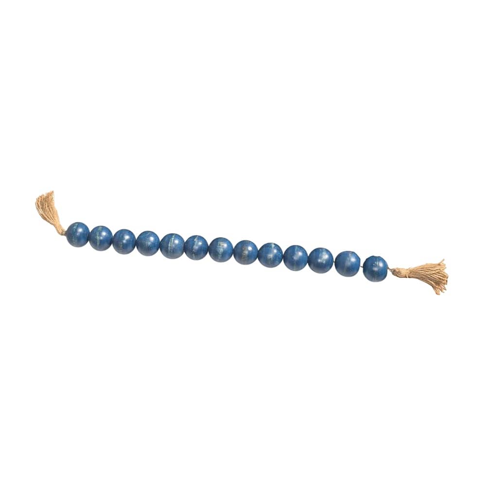 Sagebrook Home 32" Wooden Large Bead Garland with Tassels - Contemporary Mango Wood