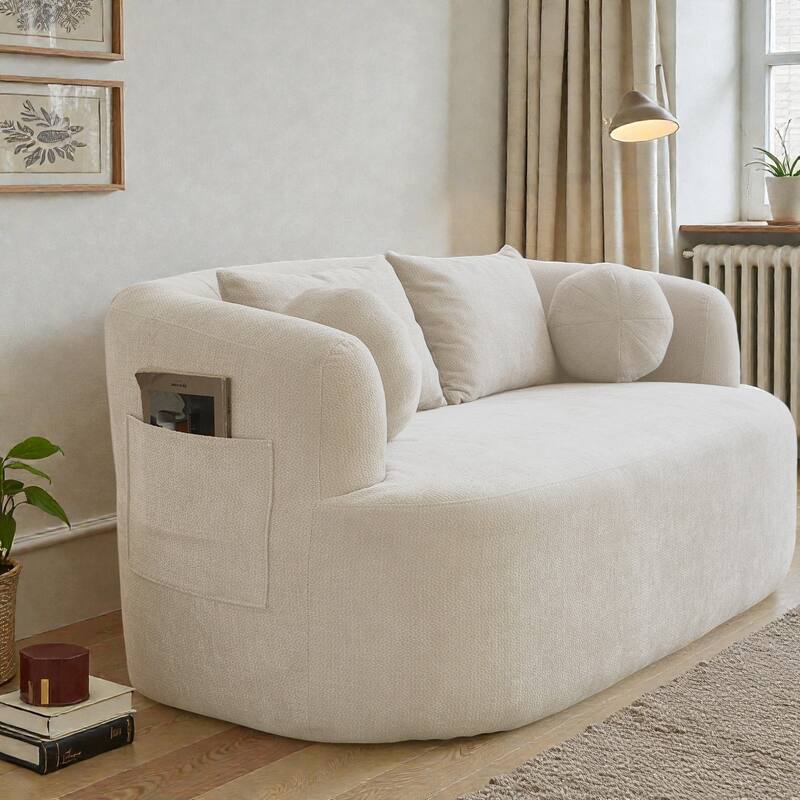 Sofa-in-a-Box Memory Foam 2-Seater Couch, Deep Seat Chenille Loveseat, No Assembly, Modern Compact Sofa for Living Room