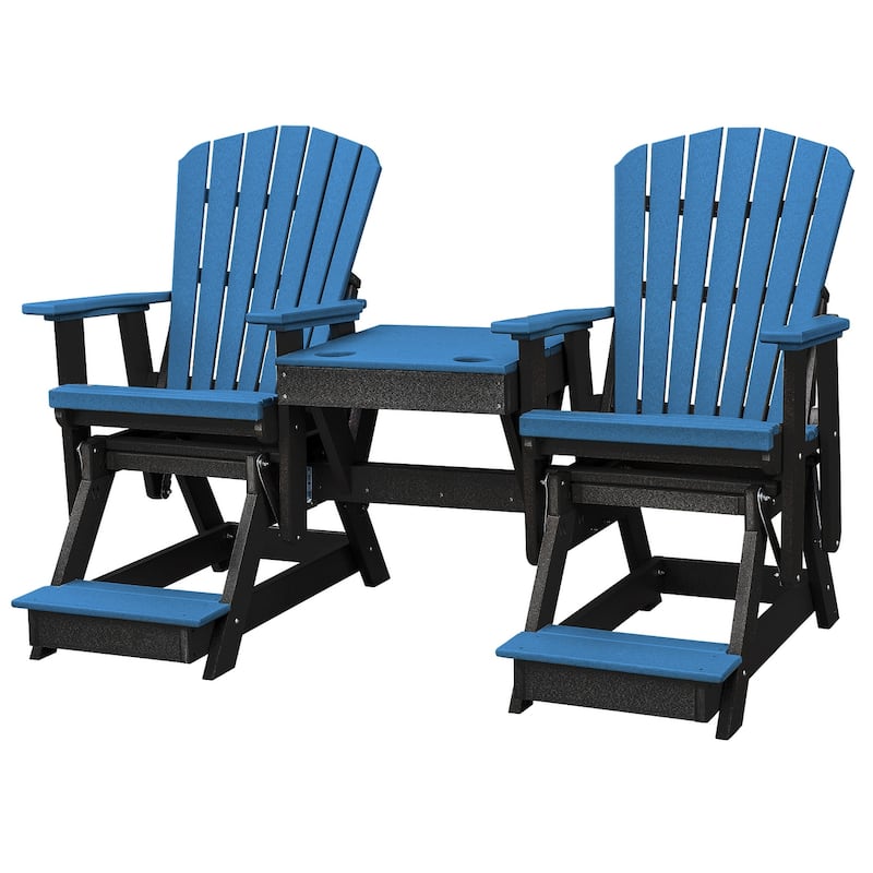 OS Home and Office Model Double Balcony Height Glider with Center Table in Blue and Black - N/A