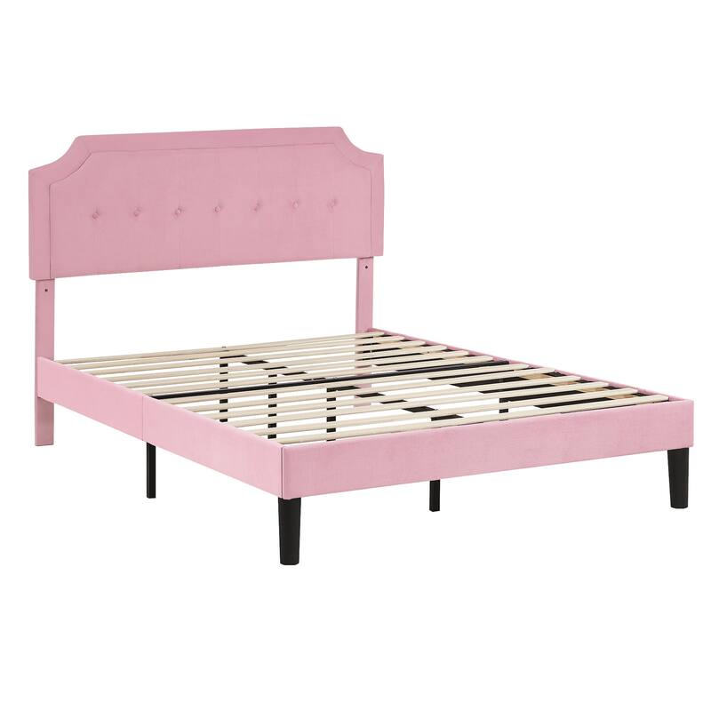 Javlergo Modern Upholstered Bed Frame with Height Adjustable Headboard Heavy-Duty Frame No Box Spring Needed