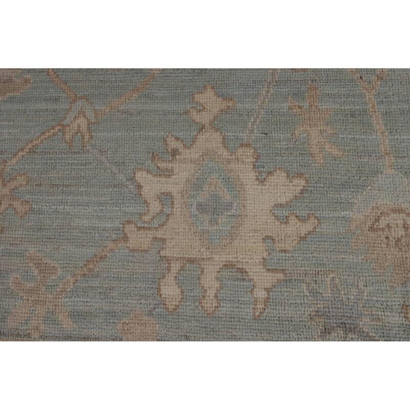 Blue Oushak Vegetable Dye Turkish Area Rug Hand-Knotted Wool Carpet - 8'2"x 10'3"