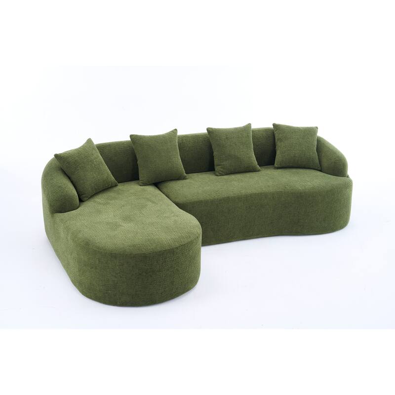 Curved Sectional Sofa L-Shape Modular Chaise Chenille Floor Couch