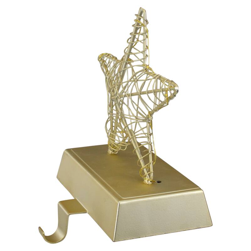 7" LED Lighted Gold Wired Star Christmas Stocking Holder