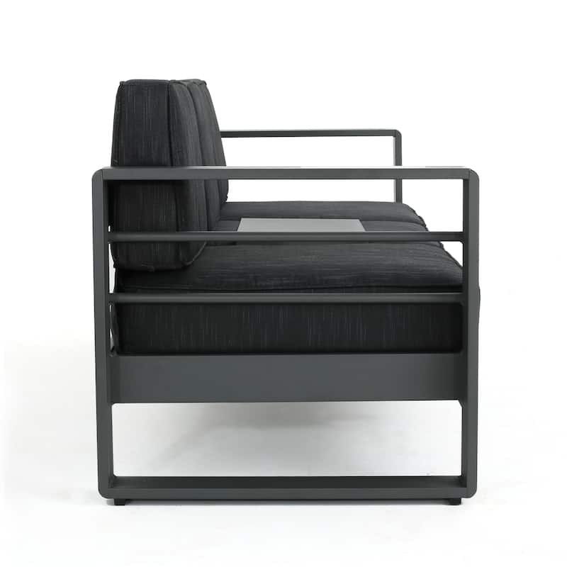 Cape Coral Aluminum 7-piece Sofa Chat Set with Fire Pit by Christopher Knight Home