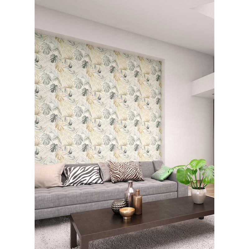 Lana Light Grey Tropica Wallpaper
