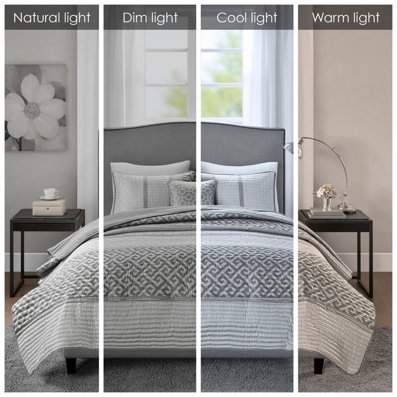 Madison Park Christian 4 Piece Jacquard Quilt Set with Throw Pillow