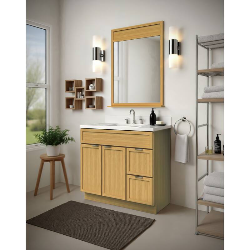 Sunny Wood NK3641MR Nikko 36"W x 41"H Rectangular Flat Framed Wall - Clear Oak