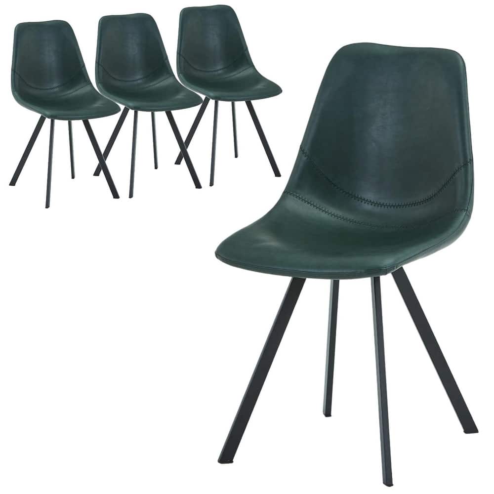 Markley Modern PU Leather Upholstered Ergonomic Mid-Back Accent Chair with Metal Legs for Home Kitchen or Living Room (Set of 4)